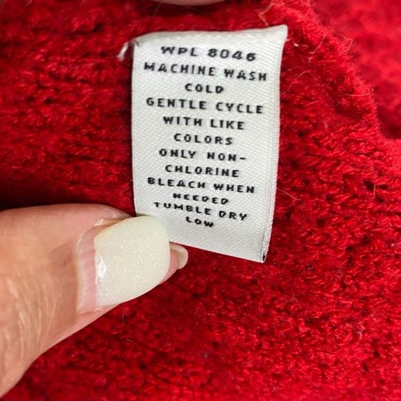 Style & Co Womens Red Cowl Neck Waffle Knit Tunic Size M with Pockets Coastal - Picture 4 of 10